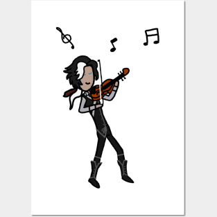 D.M. Plays Violin Cartoon 1 Posters and Art